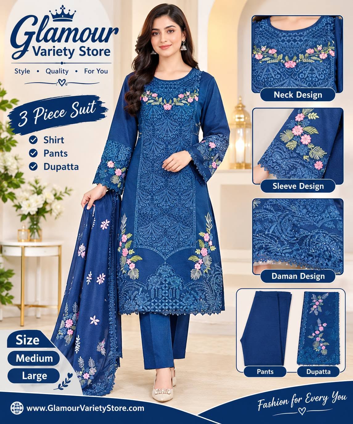 Ladies Suit 3 Piece Embroidery - Image 2