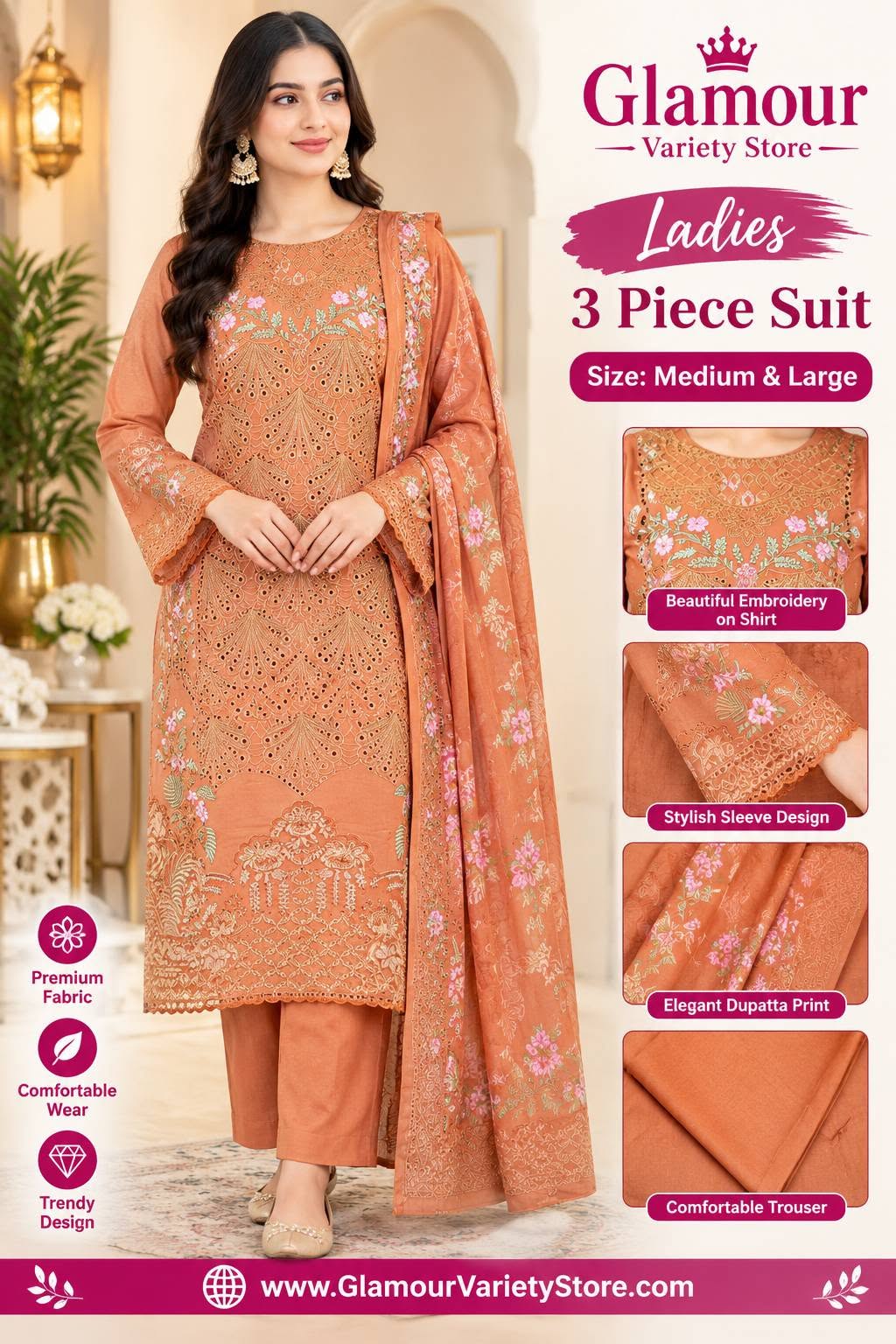 Ladies Suit 3 Piece Embroidery - Image 3