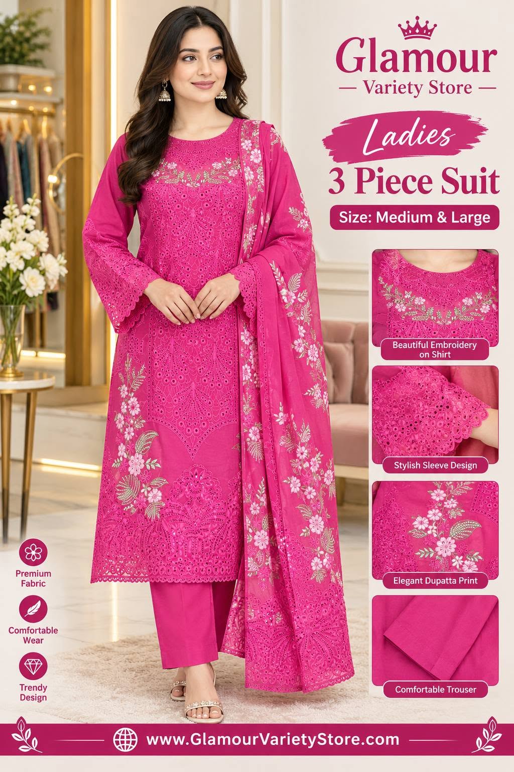 Ladies Suit 3 Piece Embroidery - Image 4