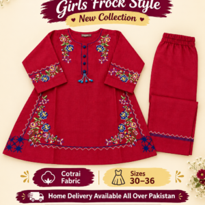 Girls Frock Style Cotrai Suit